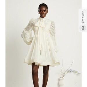 THIBAULTE TUCK-DETAIL PLEATED TULLE MINI DRESS